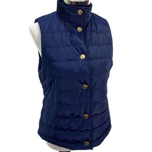 New Michael Kors Blue Puffer Vest with Gold Buttons